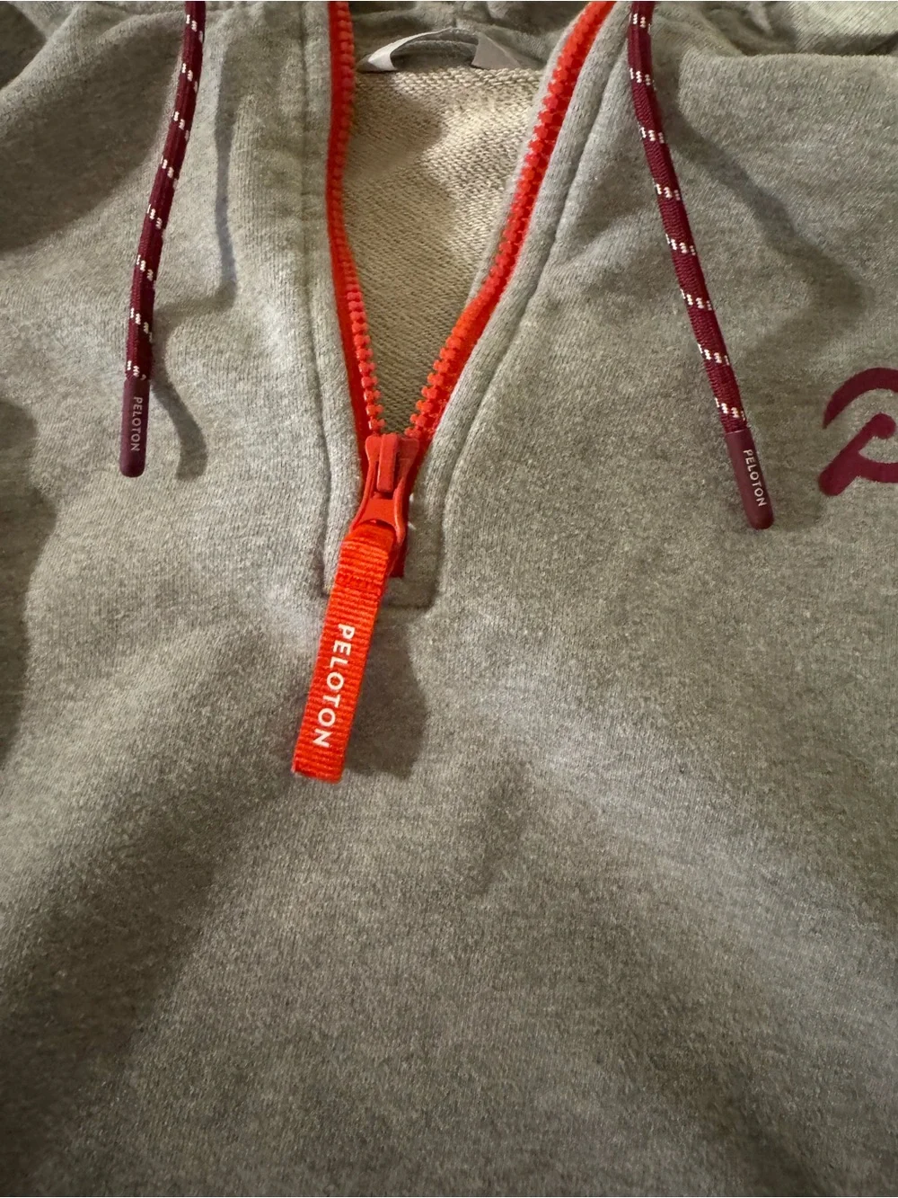 Peloton Gray Half Zip Hoodie Sweatshirt Logo Pullover Women’s Medium - Picture 4 of 9